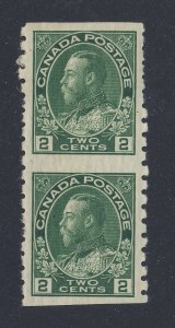 2x Canada George V Coil MH Stamps; Pair #133-2c 1xMH SP 1xMNH VF GV = $400.00+