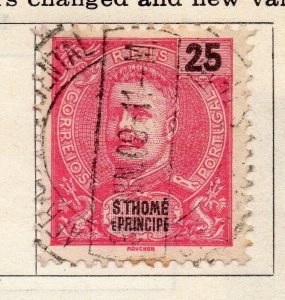 St Thomas Prince Islands 1903 Early Issue Fine Used 25r. 125624