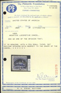 U.S. #114 USED WITH PF CERT