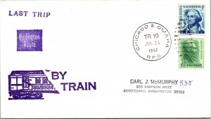 1968 CHICAGO & OMAHA R.P.O. RAILROAD POST OFFICE CANCEL LAST TRIP ( Postal Hi...