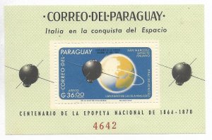 PARAGUAY 1966 ITALIA IN SPACE CONQUEST SATELLITE MINI SS MNH SC. 966A MI BL87