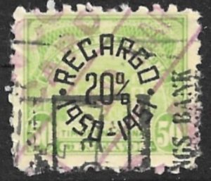 CUBA 1950 50c RECARGO 20% REVENUE GP105 Used