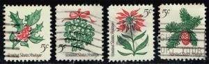 US #1254-1257 Christmas Plants; Used (1.00)