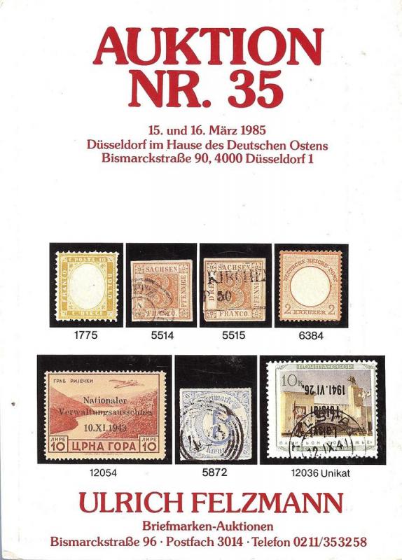 Felzmann: Sale # 35  -  Auktion NR.35, Ulrich Felzmann Sa...