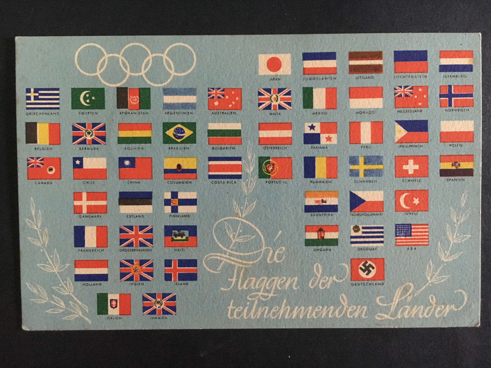 1936 Berlin Germany Olympics Competing Flags Postcard Cover to Chemnitz