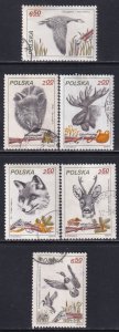 Poland 1981 Sc 2450-5 Moose Boar Fox Elk Goose Duck Stamp Used