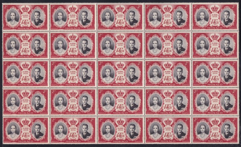 Monaco 1956 Sc 366, 367, 368 Shts/25 ea Princess Grace Kelly Rainier Stamp MNH