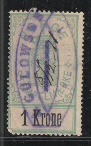 Norwegian Revenue/Stempelmarke 1 Krone - Used VG