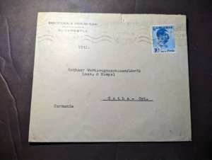 1938 Romania Perfin Cover Bucharest to Gotha Ost Germany