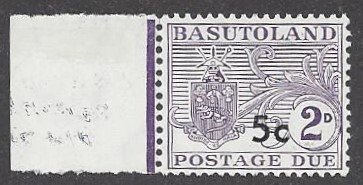 Basutoland #J8a MNH single, postage due, overprint 3.5 mm high, issued 1961