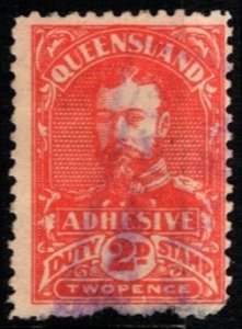 1926 Australia Queensland Revenue 2 Pence Adhesive Duty Used