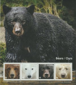 Canada 3190 Bears souvenir sheet MNH 2019