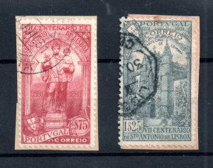 Portugal 1931 75c & 1$25 St Anthony fine used on piece #856-857 WS21482