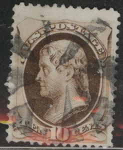 USA Scott 150 Used 1873 10c on wove paper fancy cork cancel