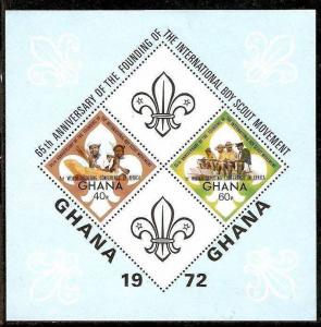 GHANA 1973 BOY SCOUTS, TENT, SEA SCOUTS MNH** S/s # 7885