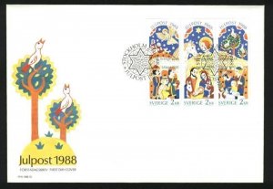 Sweden. FDC Cachet 1988 Christmas Stamps.