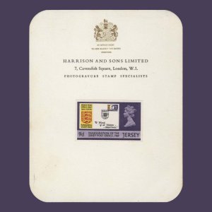 Jersey 1969 9d Post Office Inauguration imperf essay on presentation card ...