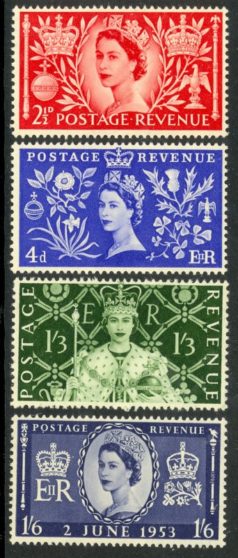 GREAT BRITAIN 1953 QE2 CORONATION Set Sc 313-316 MNH