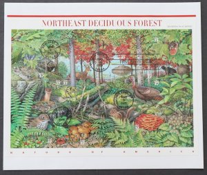 U.S. Used #3899 37c Northeast Deciduous Forest Sheet of 10. First Day Cover.