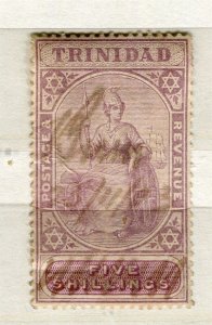 TRINIDAD; 1890s early classic Britannia issue fine used 5s. value