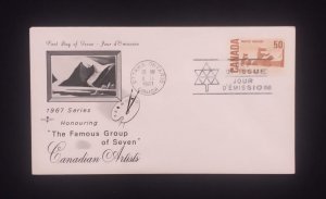 D)1967, CANADA, FIRST DAY COVER, ISSUE, THE FAMOUS GROUP OF SEVEN, CANADIAN