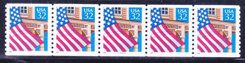 US 2913 MNH 1995 32¢ Flag Over Porch PNC5 Plate #44444