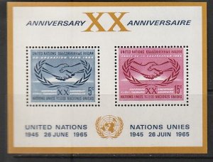1965 UN-NY - Sc 145 - MNH VF - Mini sheet - 20th anniversary