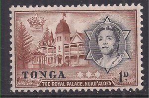 Tonga 1953 QE2 1d Royal Palace MM SG 101 ( E1167 )