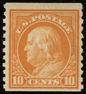 US #497 VF/XF mint very lightly hinged, looks NH,  super color and fresh!  