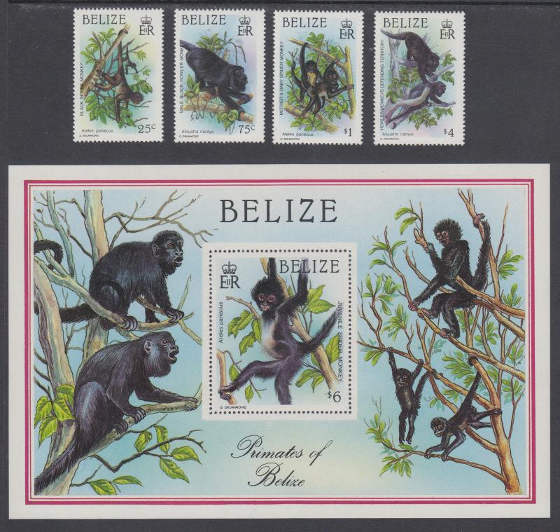 Belize Sc 858/872 MNH. 1987 America's Cup + Indigenous Monkeys, 2 complete sets