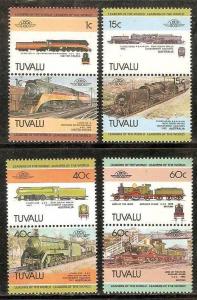 Tuvalu 1985 Locomotive Railway Train Transport 8v MNH ++ 2897