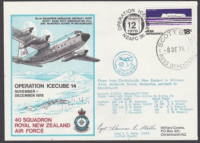 NEW ZEALAND ANTARCTIC 1978 RNZAF signed flight cover ex Scott Base..........A797