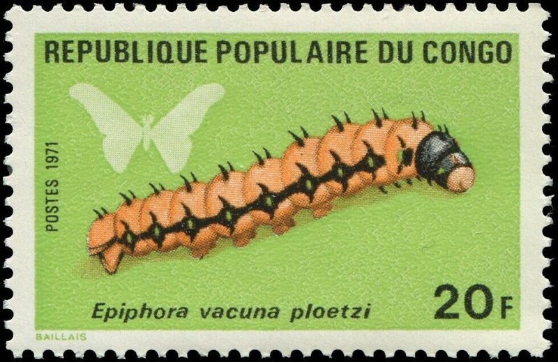 Congo 1971 Sc 251-256 caterpillars $20