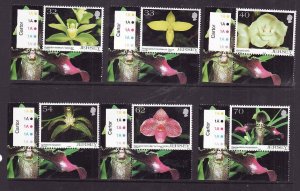 Jersey-Sc#1123-8-unused NH set with related theme on selvedge-Flowers-Orchids-20