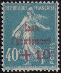 France 1927 MH Sc #B24 10c Surcharge - Sinking Fund Issue