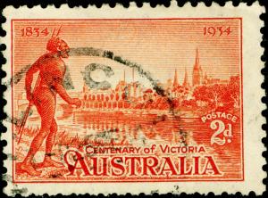 AUSTRALIA SG147, 2d orange-vermilion, USED. CDS. WMK 10½.