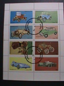 ​NAGALAND- 1972 WORLD FAMOUS CLASSIC CARS CTO- SHEET VF WITH FIRST DAY CANCEL