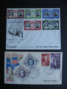 Monaco 1956 FDC FIPEX, Royal wedding first day covers see pictures 