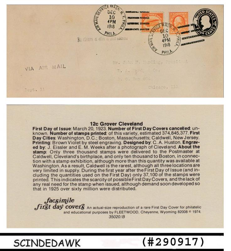 UNITED STATES USA - 1918 6c CURTISS JENNY - envelope FDI - FACSIMILE FAKE COPY