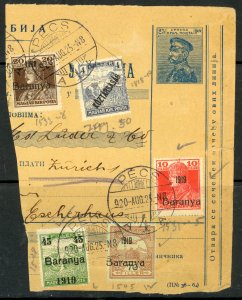 SERBIA HUNGARY AND BARANYA 1920 3 Country Franking Piece Sc 7N5,7N29,7N31,7N32