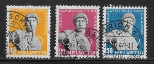 Switzerland 290-292 1944 Olympic Jubilee set Used