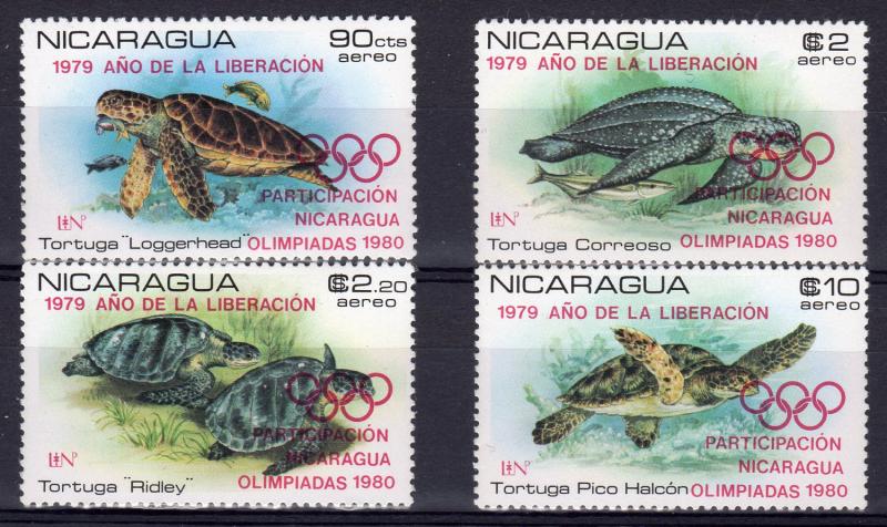 Nicaragua 1980 Mi# 2099/2102  Moscow 1980 Olympics-Turtles Set (4) MNH