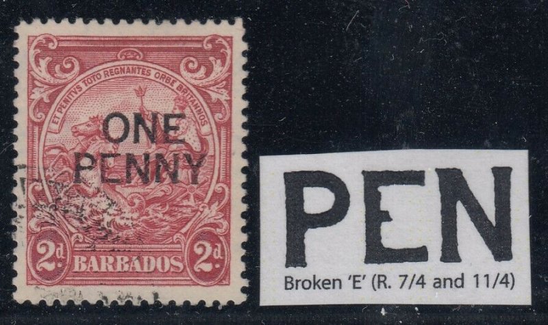 Barbados, SG 264ed, used Broken E variety