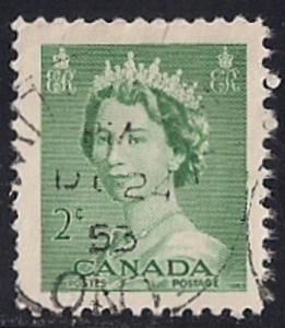 Canada #326 2 cent Queen Elizabeth 2, Green VF used