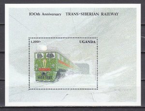 Uganda, Scott cat. 979. Trans-Siberian Railway Cent`ry s/sheet. ^
