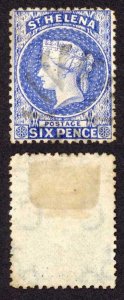 St Helena SG16a 6d Ultramarine fine used Perf 12.5 Cat 85 pounds