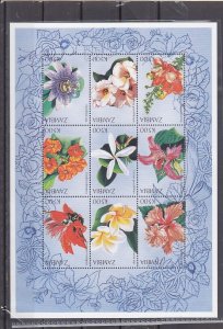 Zambia, Scott cat. 722 a-i. Flowers sheet of 9. ^