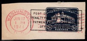 #U528 Mount Vernon Official Bussiness Precancel Cut Square -  Used