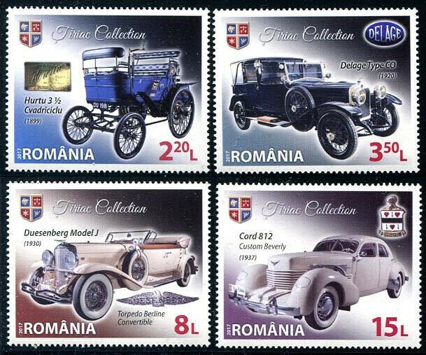 HERRICKSTAMP NEW ISSUES ROMANIA Sc.# 5988-91 Vintage Automobiles