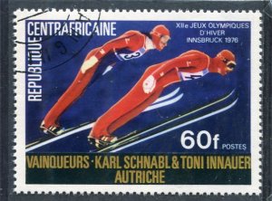 Central African Republic 1977 OLYMPIC Ski Jumper Gold Ovpt. Perforated Fine Used